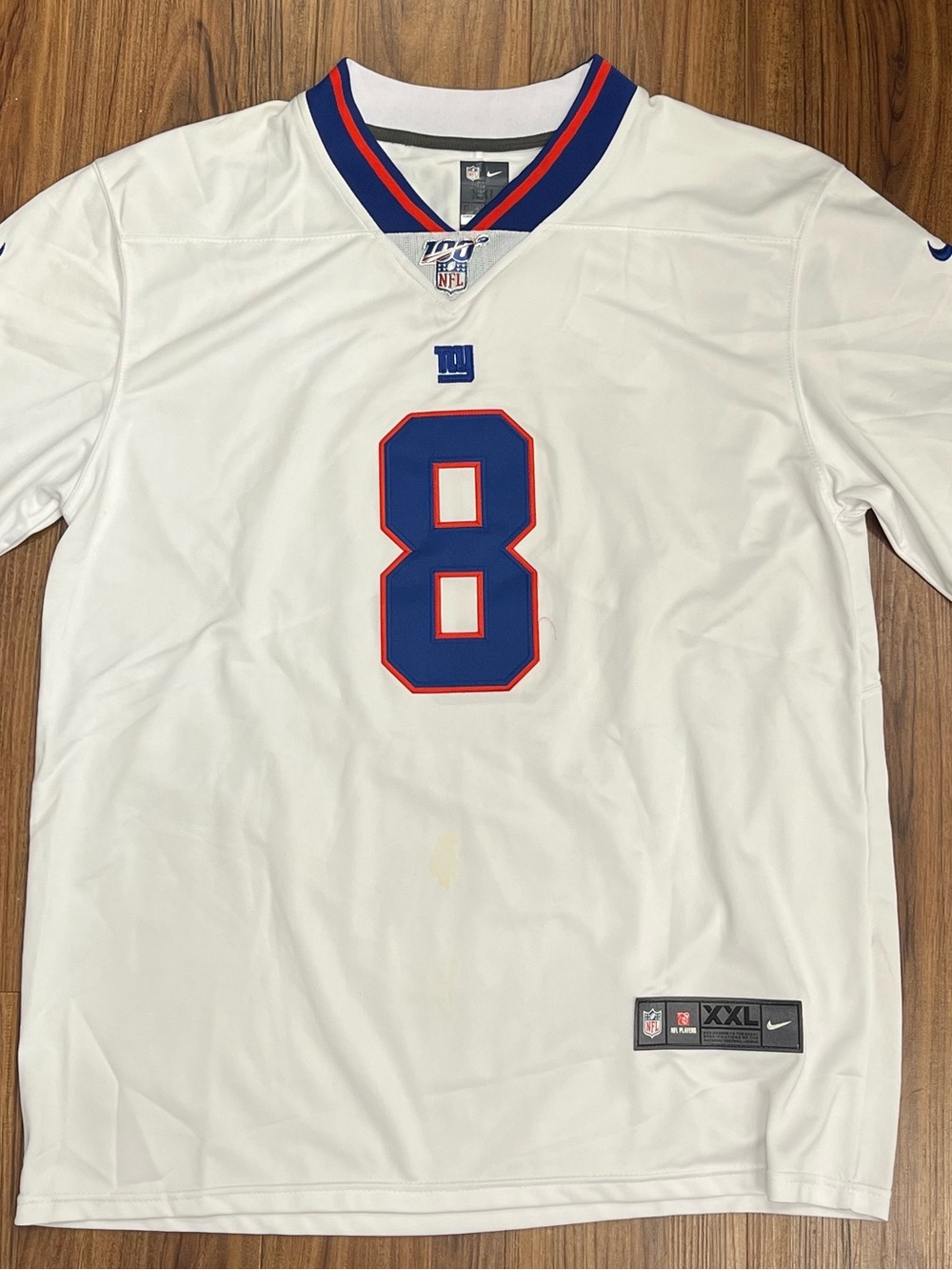 NWT Nike NFL White Men’s Daniel Jones Jersey with Blue/Red Number